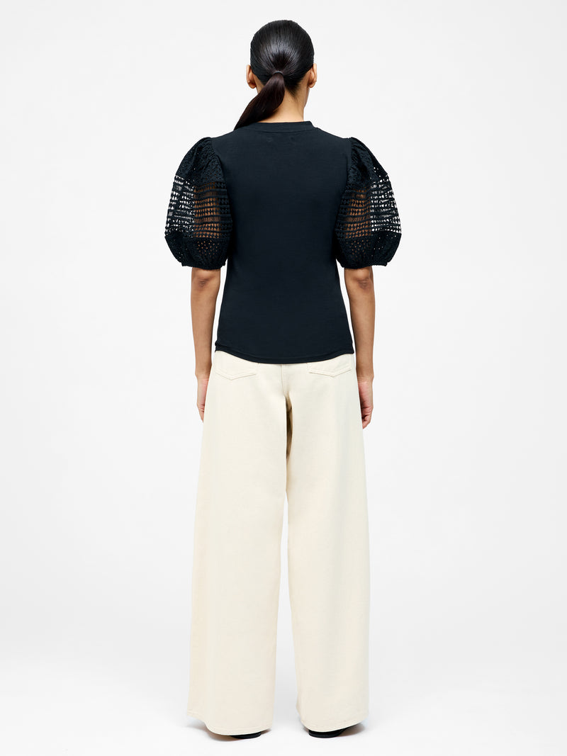 Crochet Lace Puff Sleeve Top