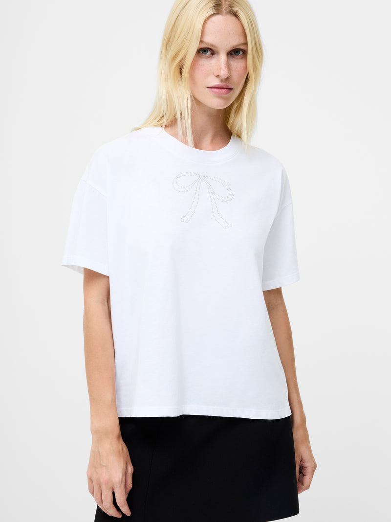 Pearl Hotfix Bow Short Sleeve T-Shirt