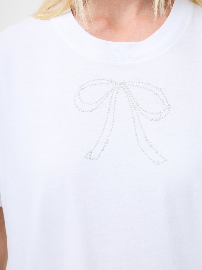 Pearl Hotfix Bow Short Sleeve T-Shirt