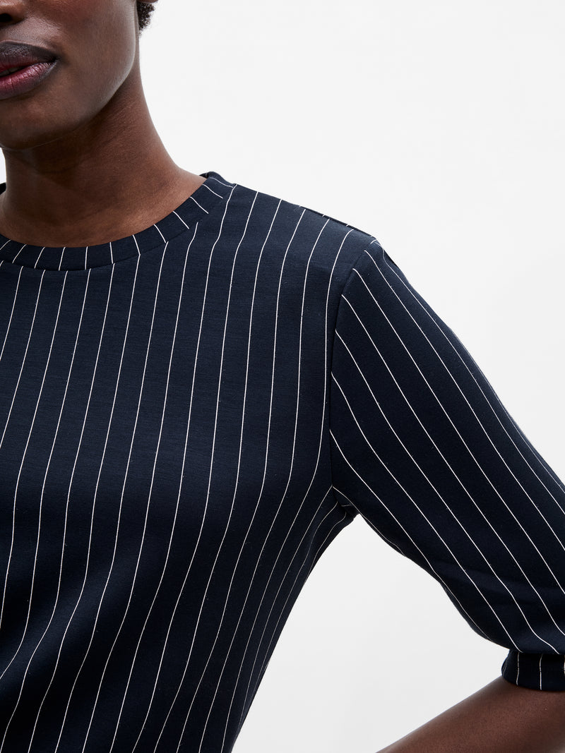 Regina Jersey Pinstripe Shoulder Pad T-Shirt
