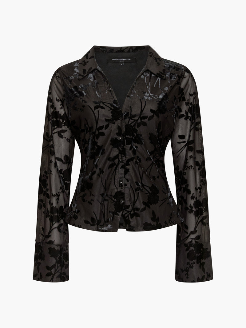 Idina Devore Long Sleeve Collared Top