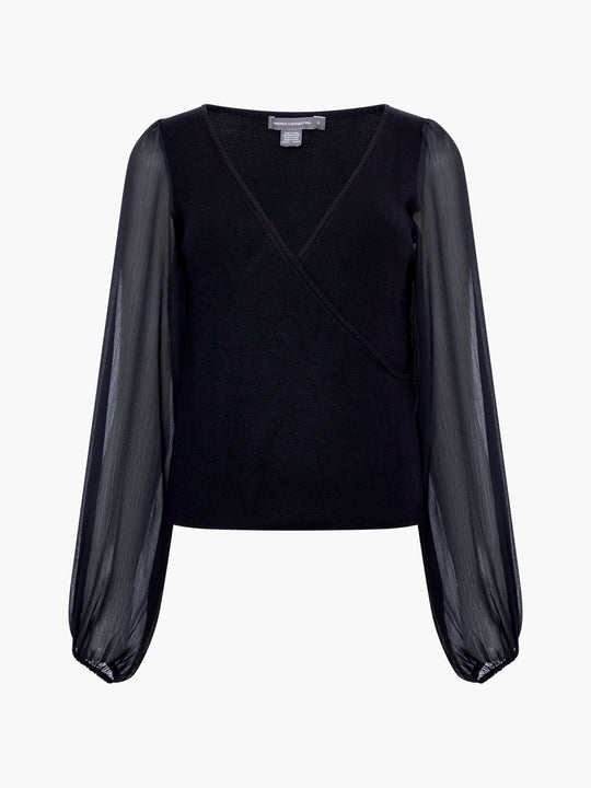 Mix Sleeve Wrap Top