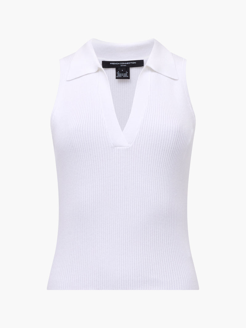 Mozza Collared V Neck Sleeveless Jumper
