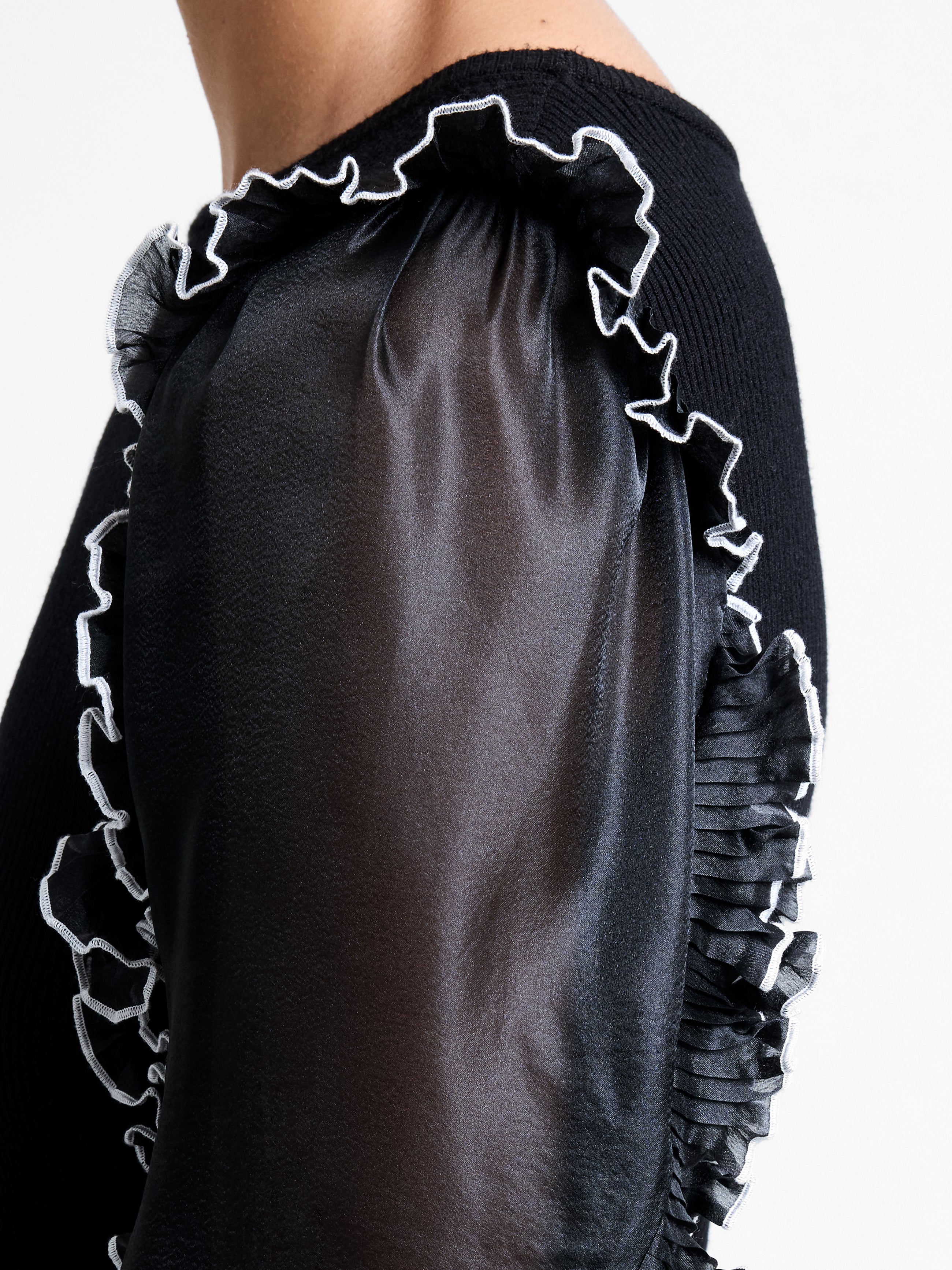 Krista Mix Ruffle Trim Long Sleeve Top