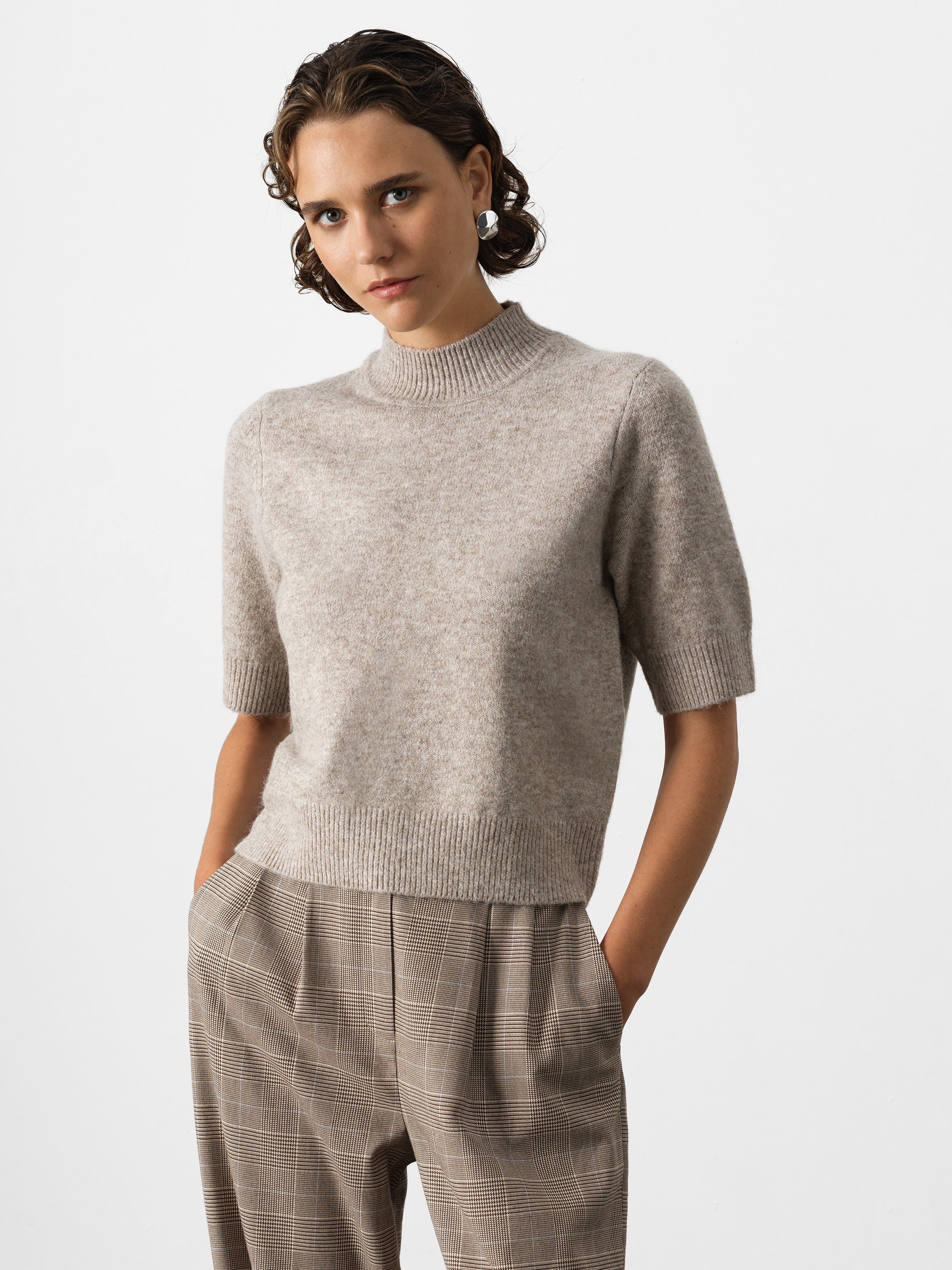 Kezia Recycled Short Sleeve Mock Neck Jumper