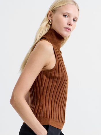 Turtleneck Knitted Tank Sweater