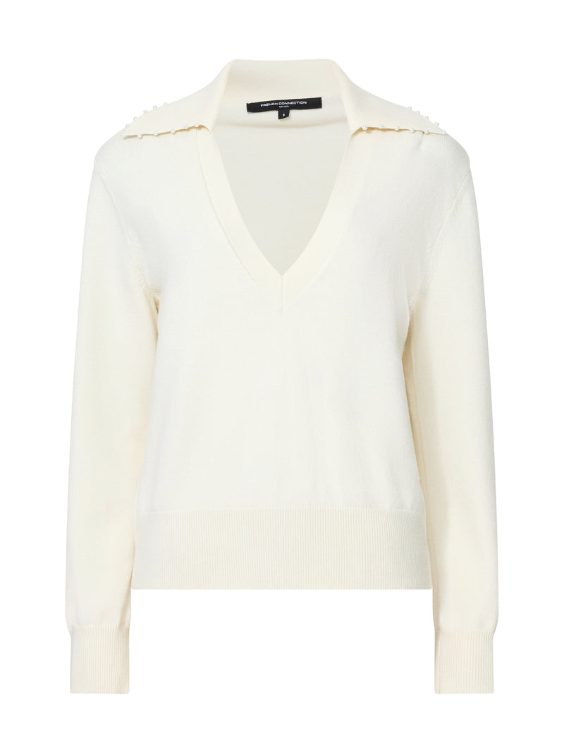 Sloane Knit Pearl V Neck Jumper