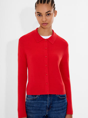 Cosysoft Knit Button Down Long Sleeve Top