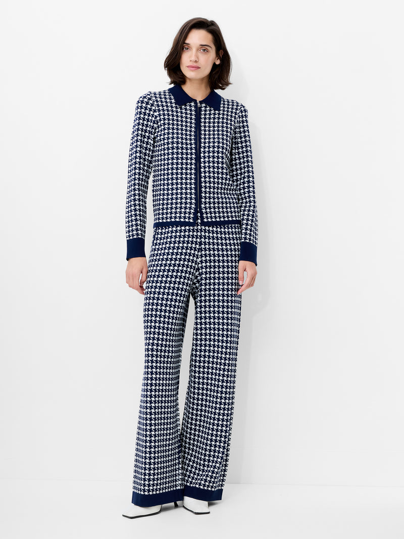 Gloria Jacquard Knit Zip Up Cardigan