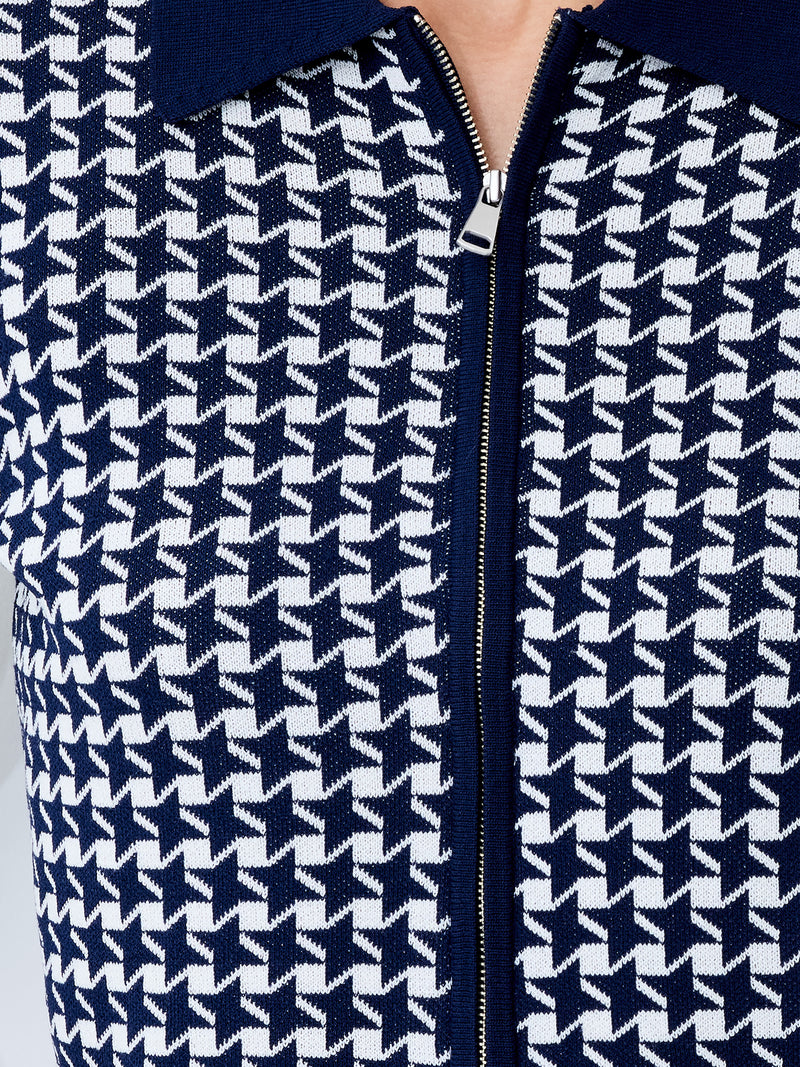 Gloria Jacquard Knit Zip Up Cardigan