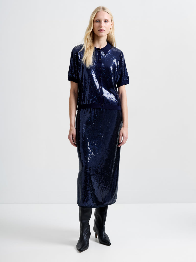 Hannah Knit Sequin Short Sleeve Shirt