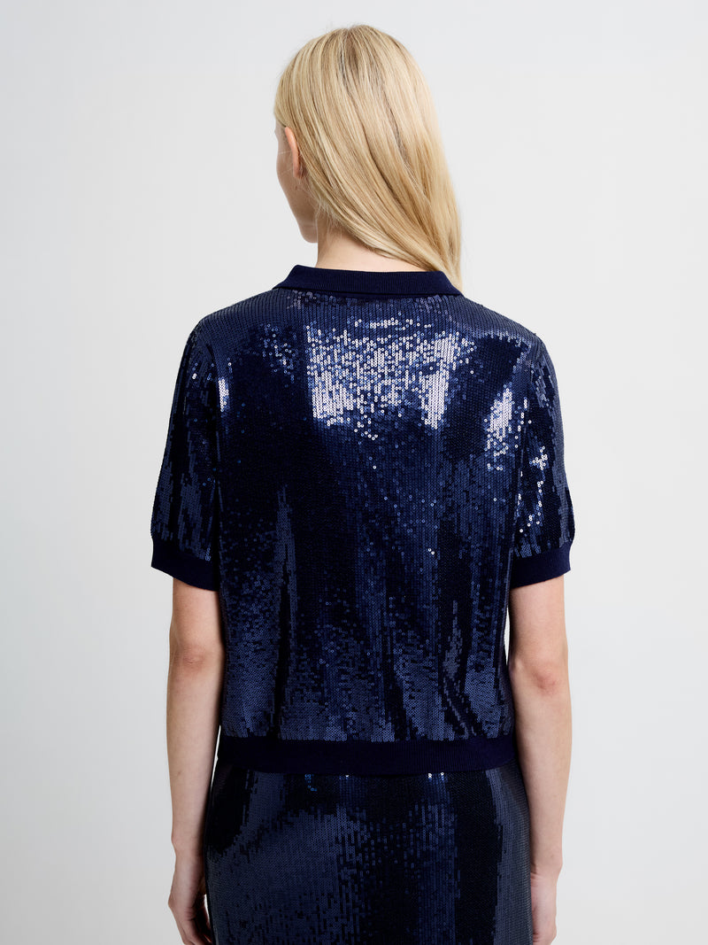Hannah Knit Sequin Short Sleeve Shirt