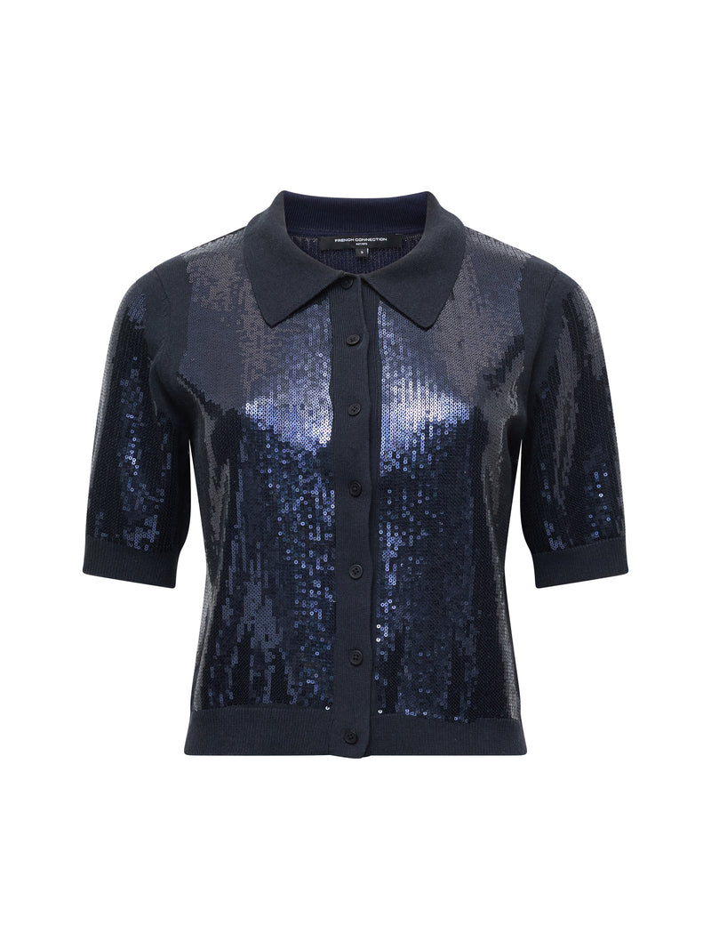 Hannah Knit Sequin Short Sleeve Shirt