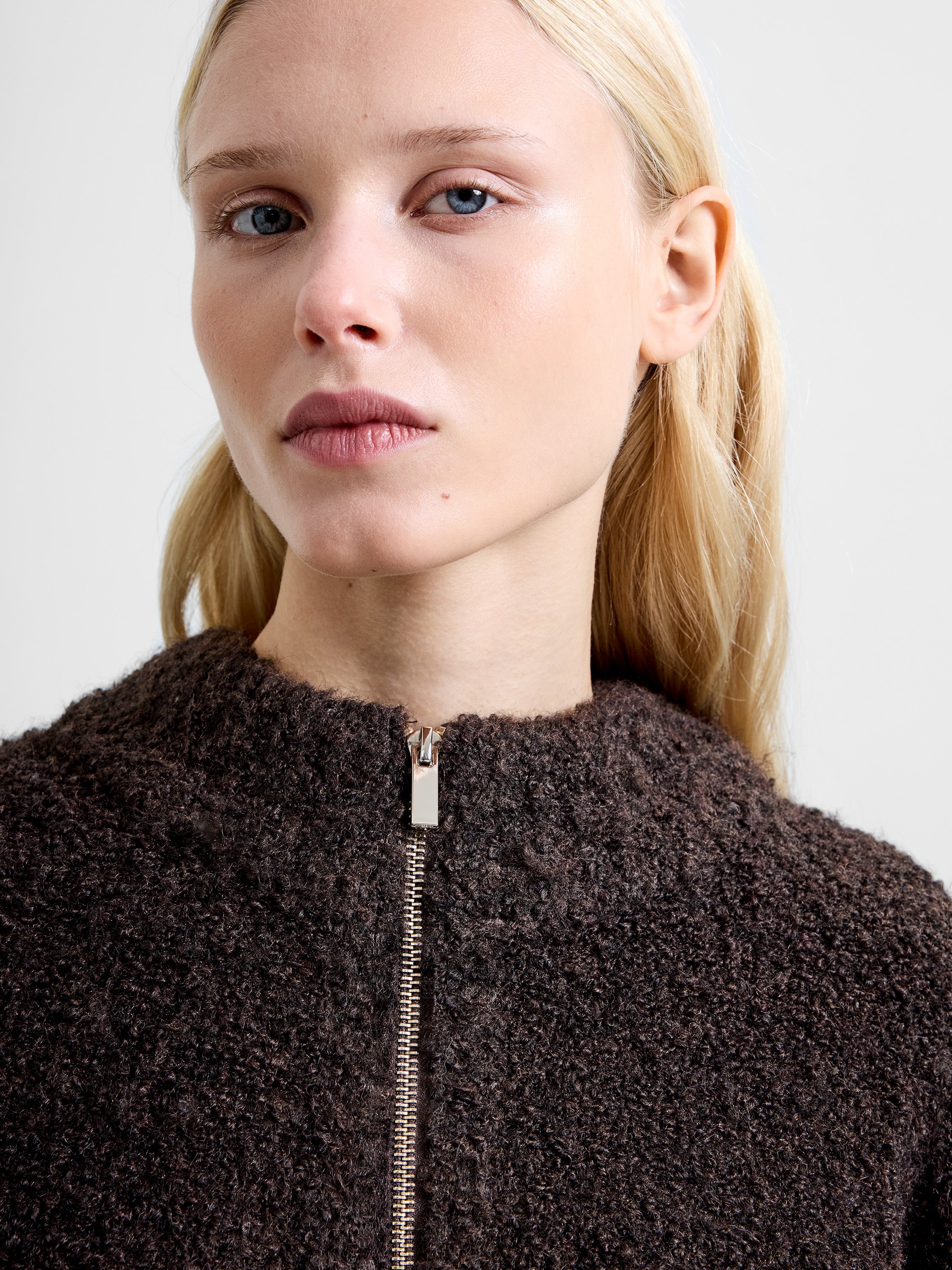 Renee Boucle Zip Through Cardigan