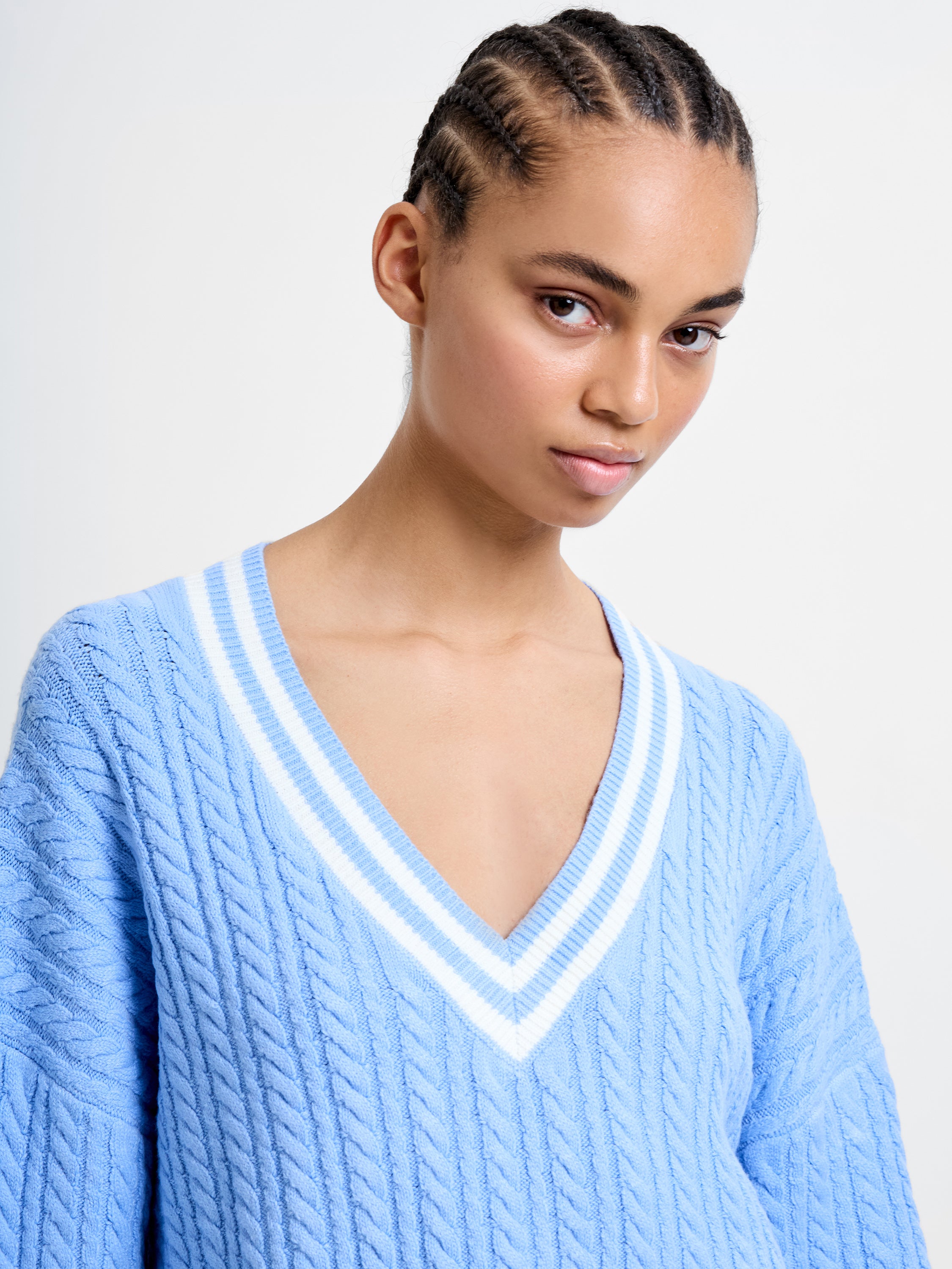 Babysoft Cable V Neck Jumper