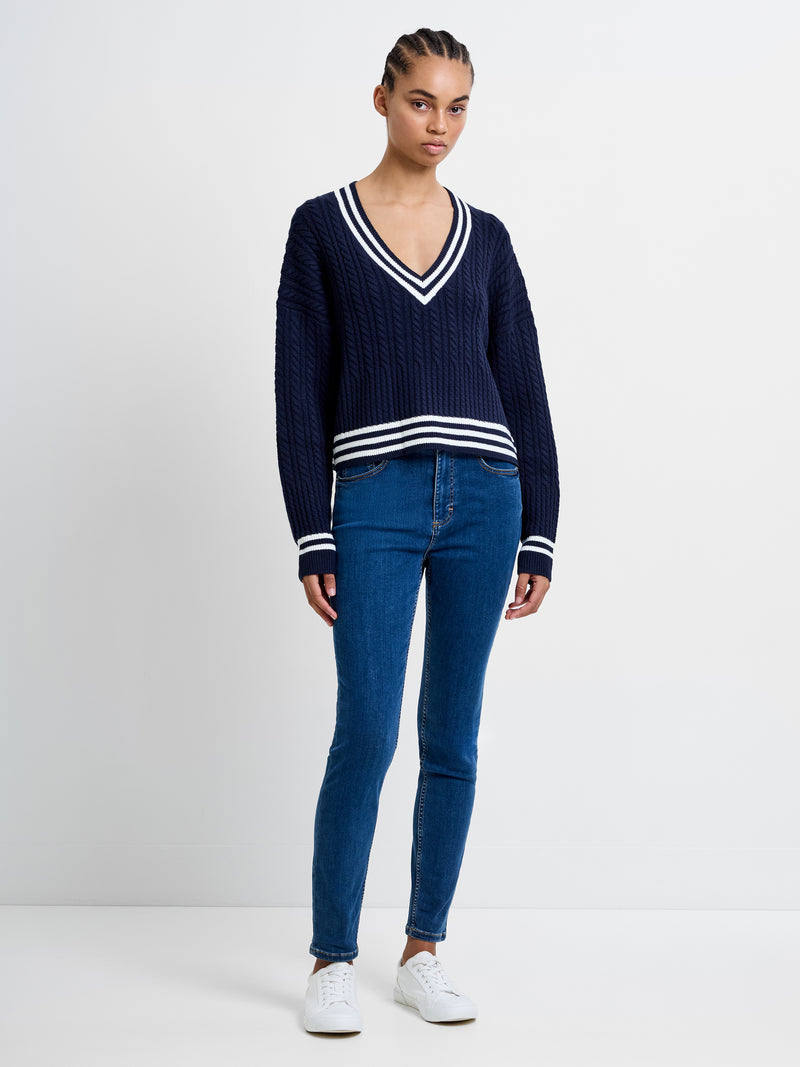 Babysoft Cable V Neck Jumper