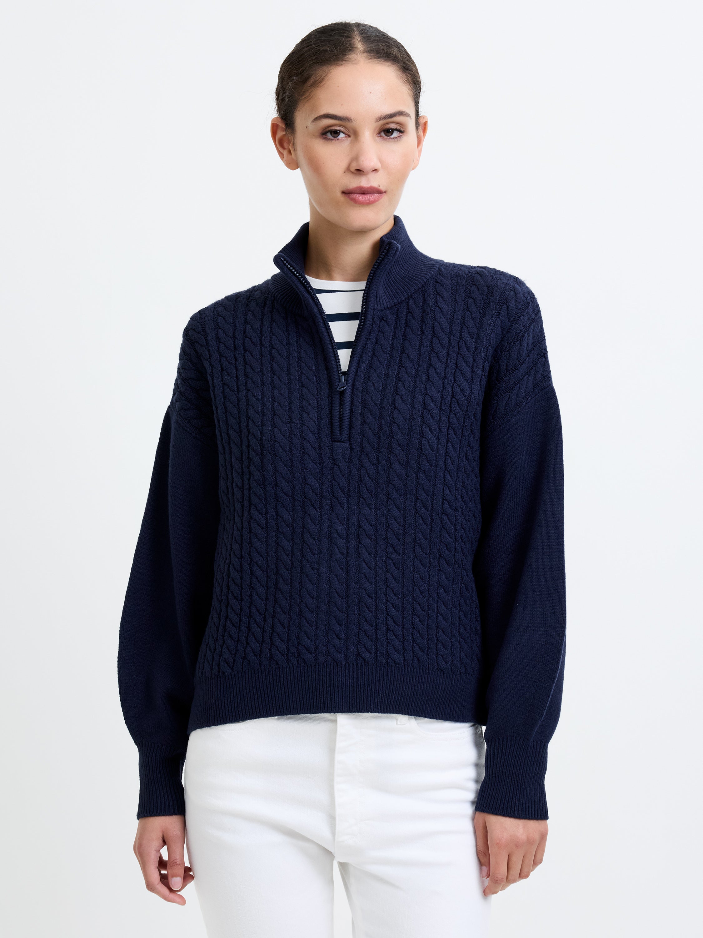 Babysoft Cable Knit Half Zip Jumper