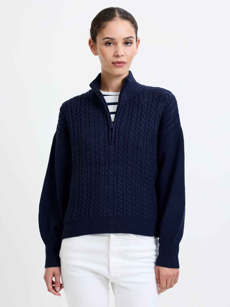Babysoft Cable Knit Half Zip Jumper