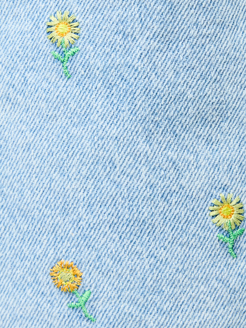 Dallas Daisy Embroidered Denim Shorts