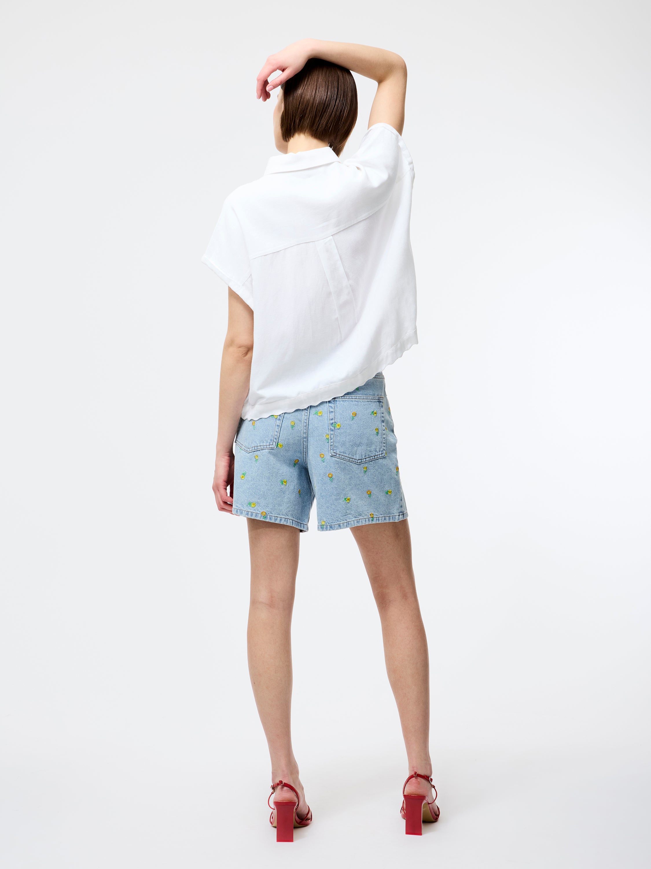 Dallas Daisy Embroidered Denim Shorts