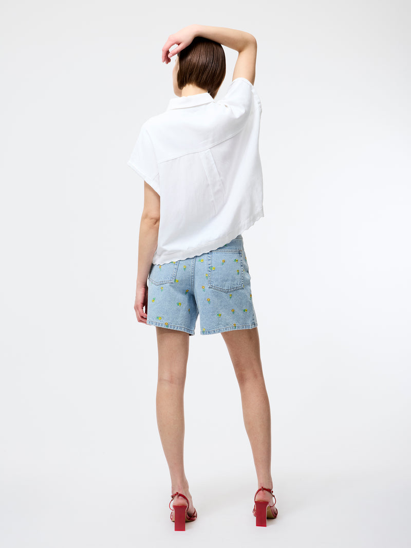 Dallas Daisy Embroidered Denim Shorts