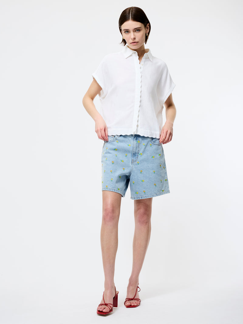 Dallas Daisy Embroidered Denim Shorts