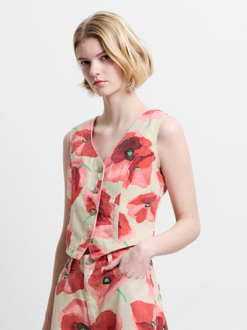 Poppy Dallas Printed Denim Waistcoat