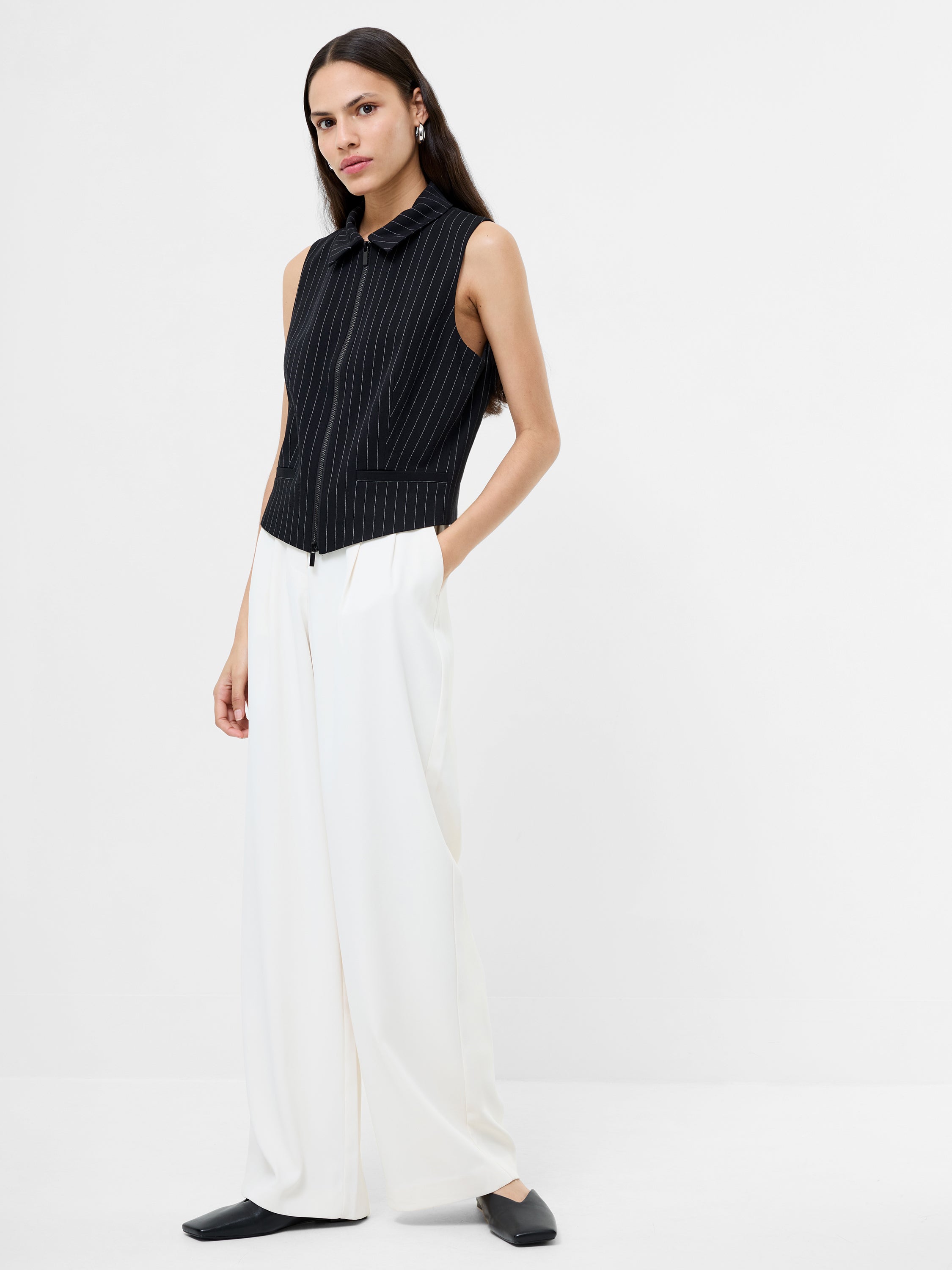 Morgan Tailored Pinstripe Zip Up Waistcoat