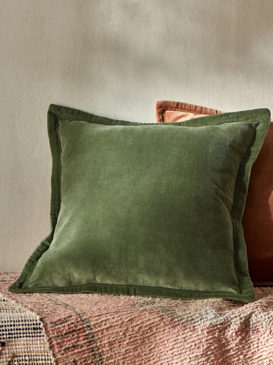 Washed Velvet Green Cushion