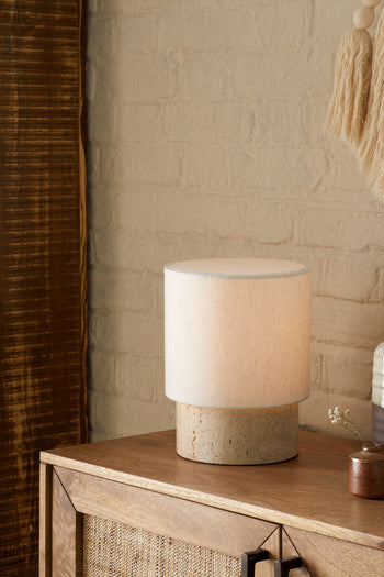 Travertine Cylinder Table Lamp