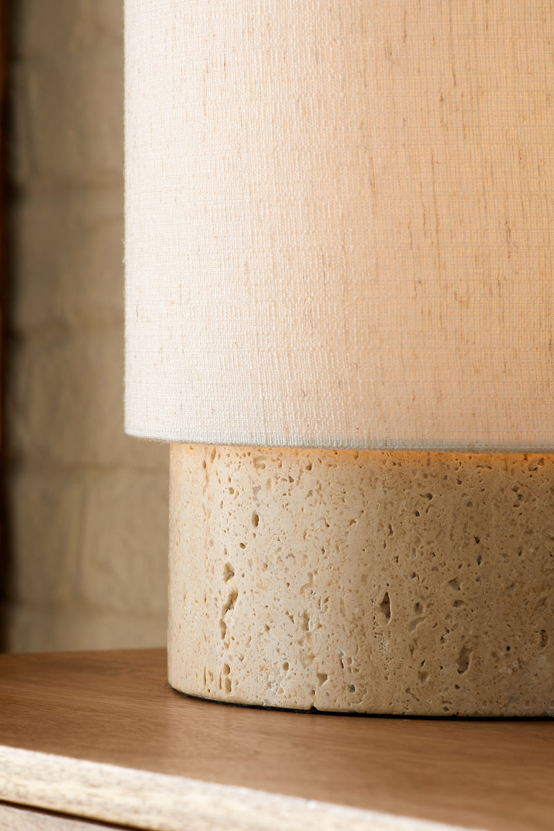 Travertine Cylinder Table Lamp