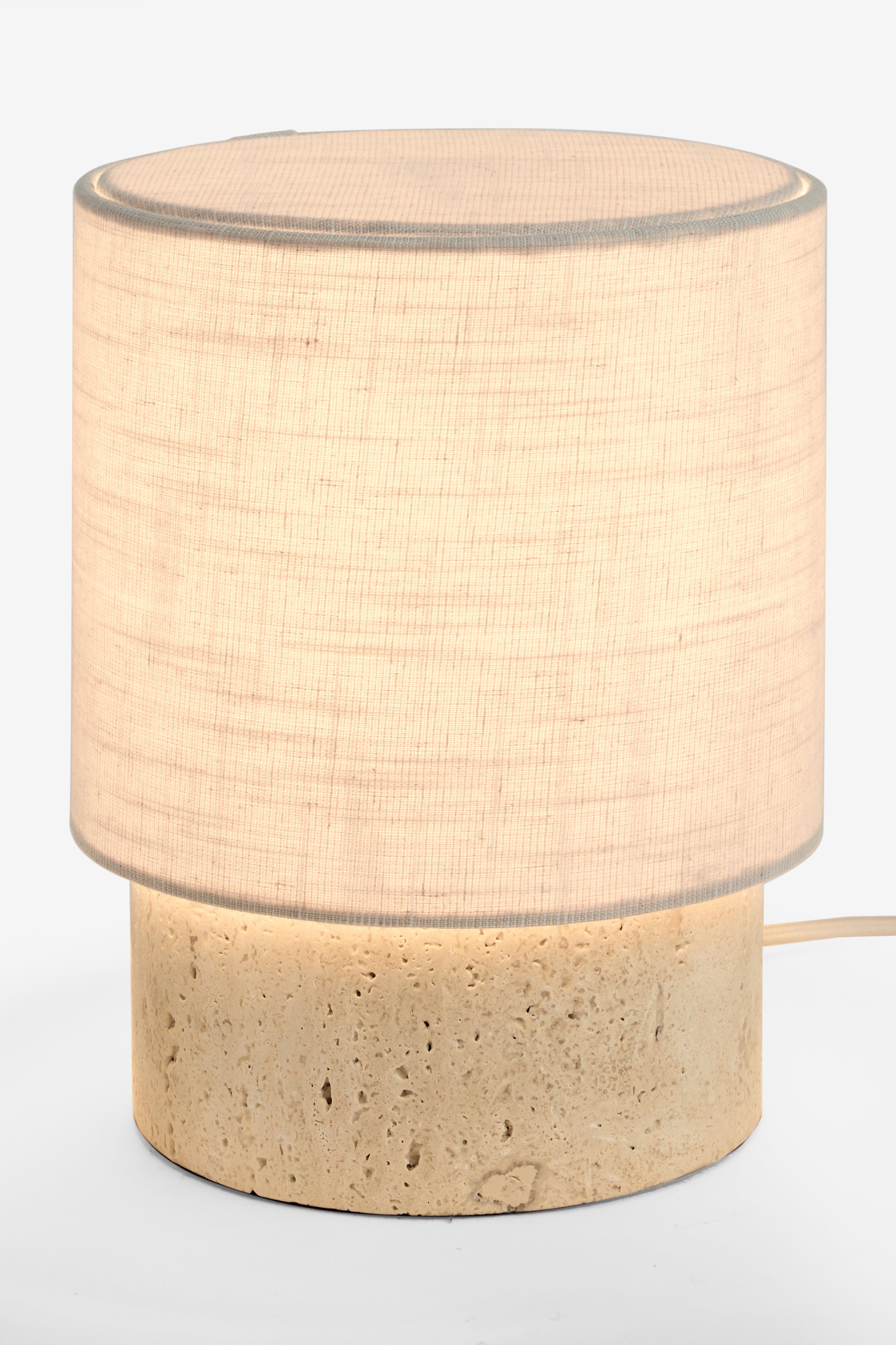 Travertine Cylinder Table Lamp