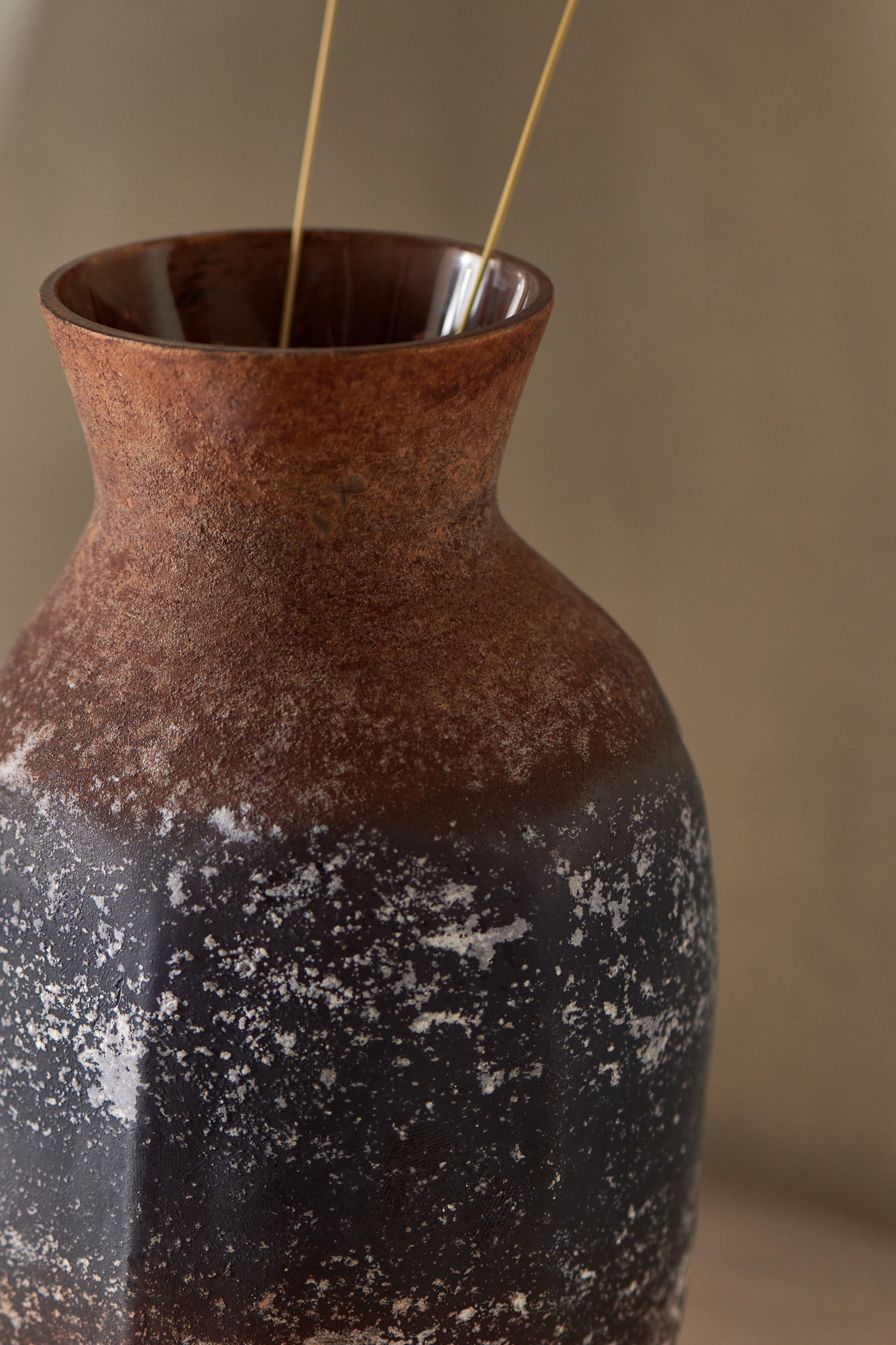 Brown Rust Effect Glass Vase