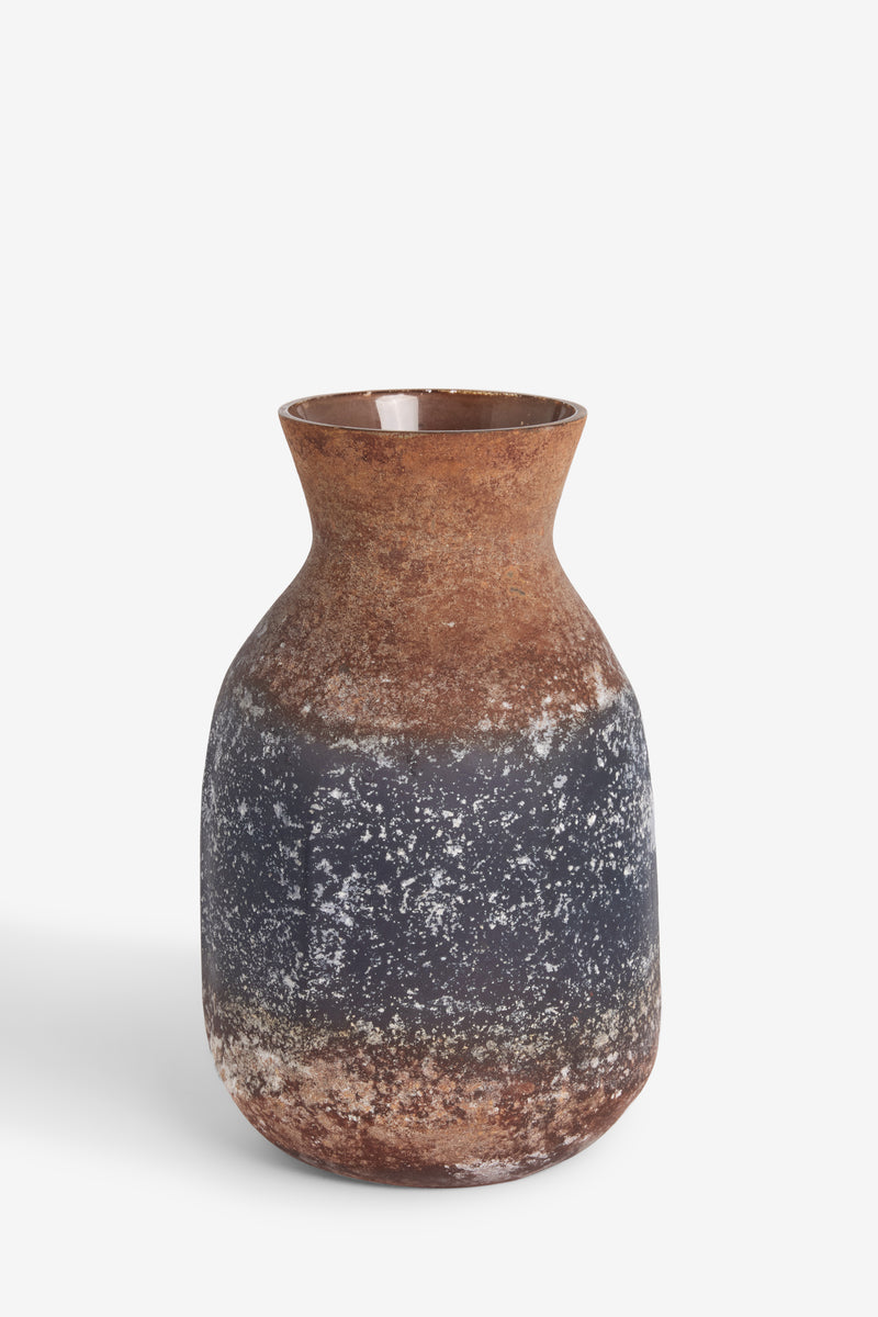 Brown Rust Effect Glass Vase