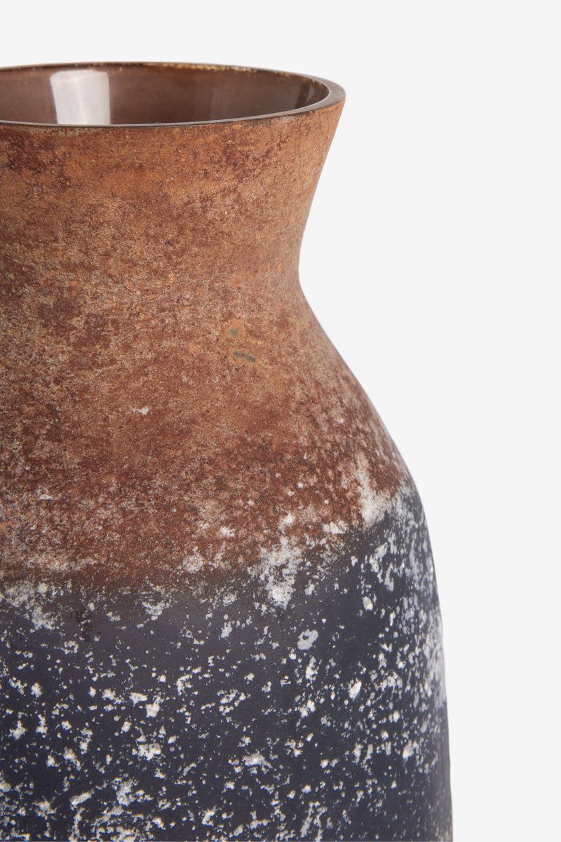 Brown Rust Effect Glass Vase