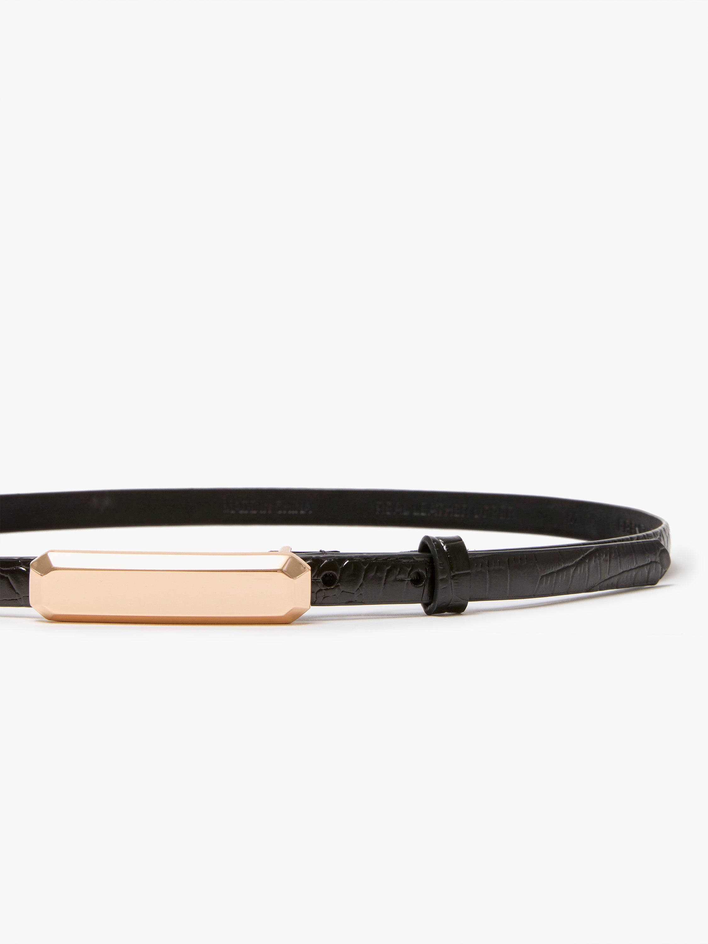 Leather Croc Bar Belt