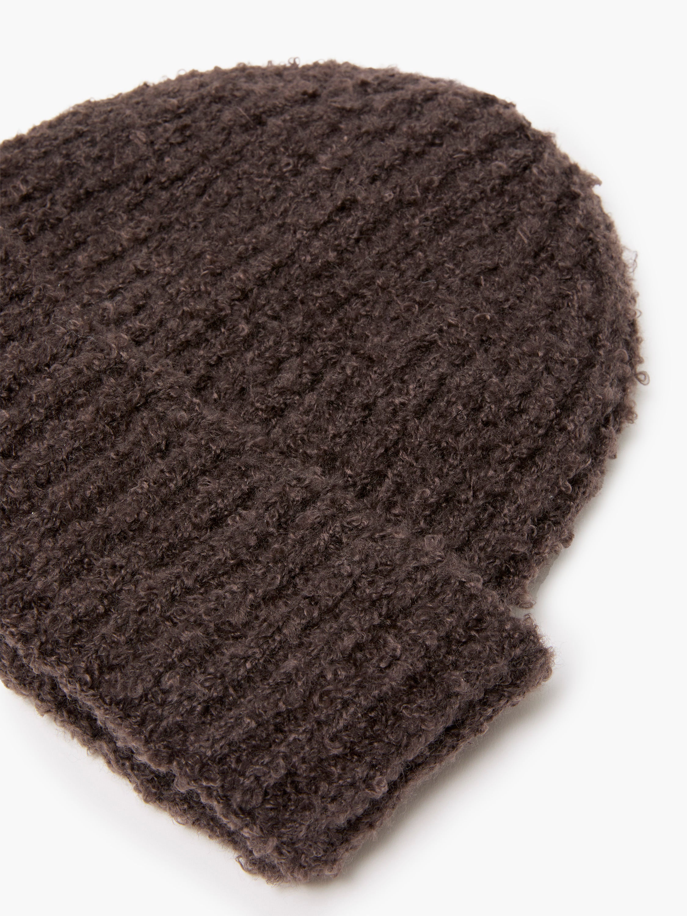 Chocolate Boucle Beanie Hat