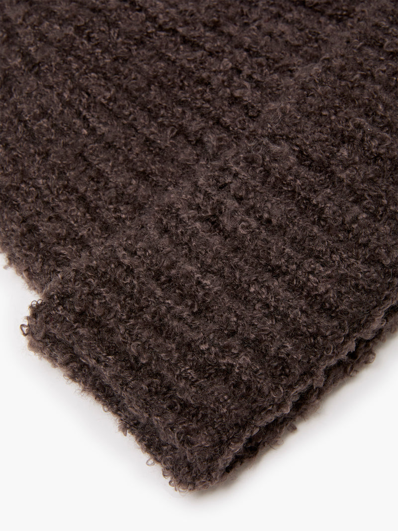 Chocolate Boucle Beanie Hat