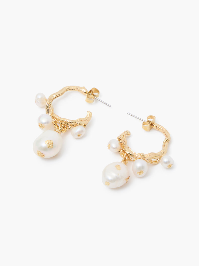 Mixed Pearl Drop Hoop Earrings