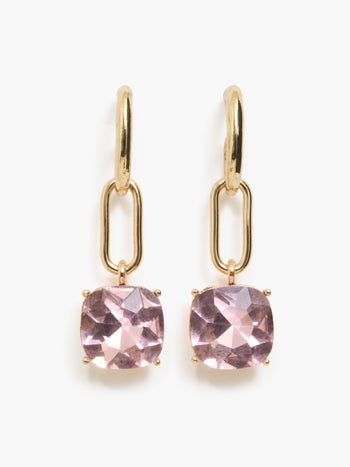 Square Crystal Link Drop Earrings