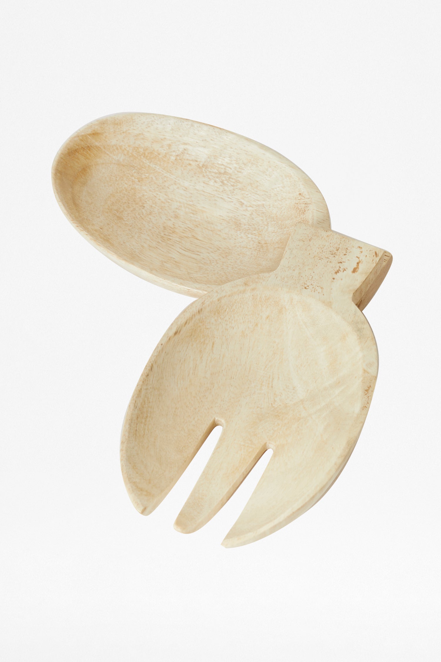 sun bleach wooden salad server natural/white